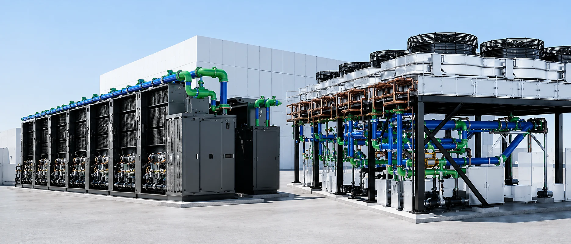 Commercial chiller installation and industrial HVAC plant