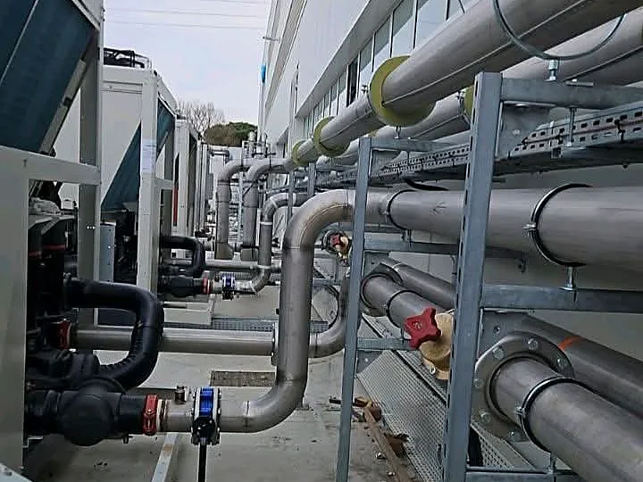 Chilled-water pipework and plant connections